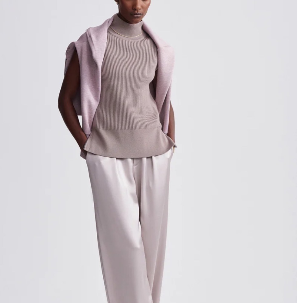VARLEY Lois high neck‎ ribbed knit tank Top In Cinder Size XS